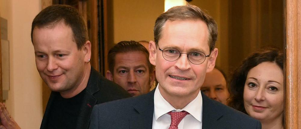 Klaus Lederer (l-r), der Regierende Bürgermeister Michael Müller (SPD) und Ramona Pop. 