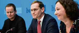 Klaus Lederer (Linke), Michael Müller (SPD) und Ramona Pop (Grüne).