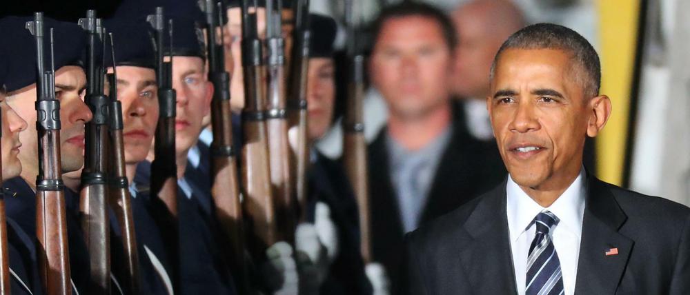 US-Präsident Barack Obama bei der Ankunft in Berlin-Tegel.