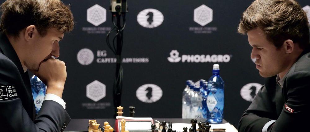 Der Schach-WM-Kampf Sergej Karjakin gegen Magnus Carlsen in New York.