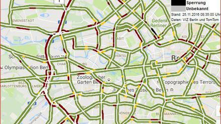 Viel Rot. Stau auf der A100 bis Tegel. 