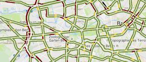 Viel Rot. Stau auf der A100 bis Tegel. 