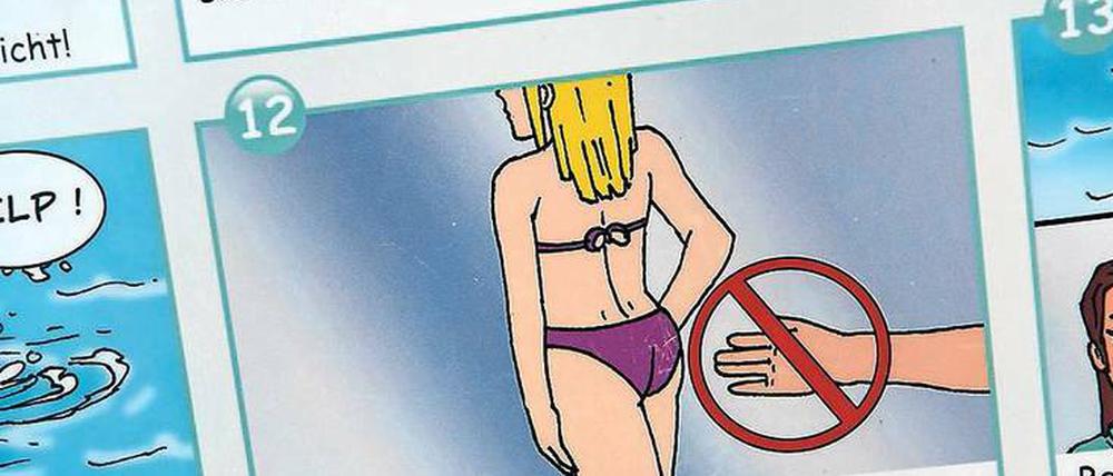 Mit Flugblättern und Aushängen versuchen Schwimmbäder bundesweit darüber aufzuklären, was sexuelle Belästigung ist.