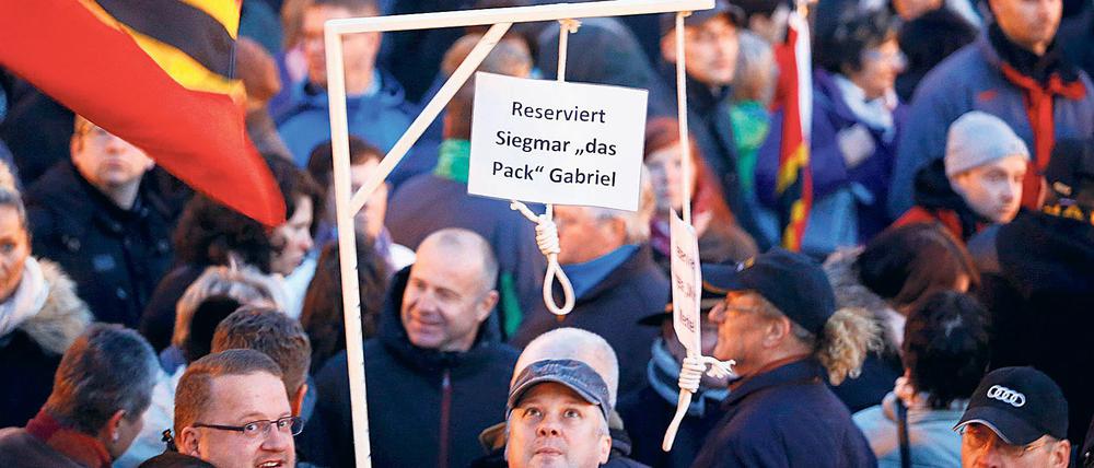 "Besorgte Bürger" bei einer Pegida-Demonstration im Oktober vergangenen Jahres in Dresden
