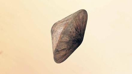 Im Anflug. Der Lander „Schiaparelli“ mit Hitzeschild.