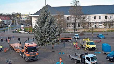 „Wir haben doch schon ein Stadion hier“, heißt es vor dem Ludwigsfelder Rathaus. Über den Umzug freuen würden sich trotzdem viele.