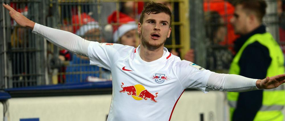 Kein Schnapper. Werner am Freitag nach seinem Tor zum 3:1 in Freiburg, Leipzig gewann 4:1.