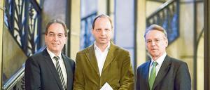 Rüdiger Reiff (links) mit Thomas Heilmann (CDU) und Christoph Partsch (r) am 03.12.2014 in der Senatsverwaltung für Justiz in Berlin. 