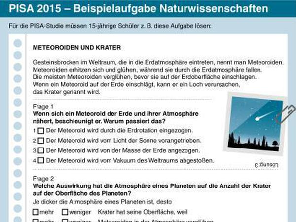 Beispielaufgabe der Pisa-Studie aus den Naturwissenschaften für 15-jährige Schüler.