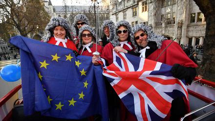 EU-Anhänger demonstrieren vor dem Obersten Gericht. 