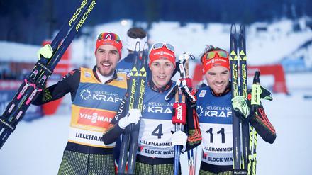Beim Weltcup in Lillehammer sind Frenzel, Rydzek und Rießle auf dem Podest unter sich.