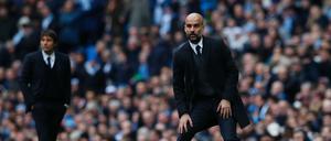 Pep Guardiola (rechts) und Antonio Conte ringen um Haltungsnoten.