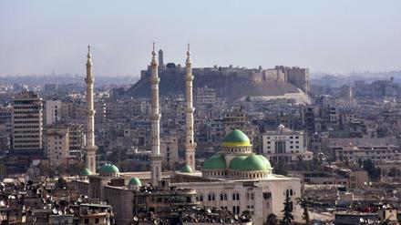 Die historische Moschee in der Altstadt von Aleppo. 