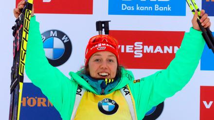 Laura Dahlmeier feiert ihren zehnten Sieg im Weltcup.