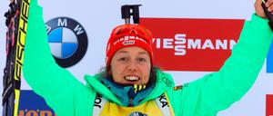 Laura Dahlmeier feiert ihren zehnten Sieg im Weltcup.