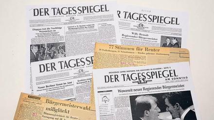 Historische Momente: So berichtete der Tagesspiegel in früheren Jahren über die Wahlen zum Regierenden Bürgermeister. 