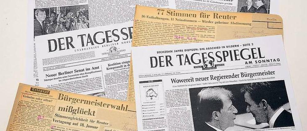 Historische Momente: So berichtete der Tagesspiegel in früheren Jahren über die Wahlen zum Regierenden Bürgermeister.
