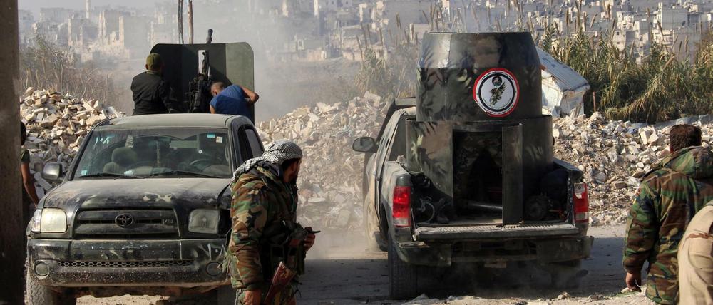 Kämpfer der syrischen Armee in Aleppo.