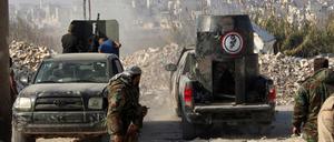 Kämpfer der syrischen Armee in Aleppo. 