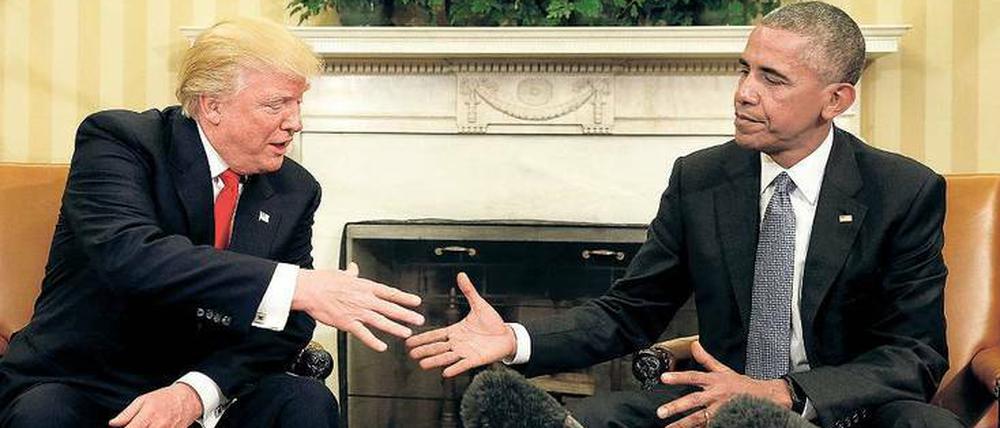 Nach der Wahl im November empfing Präsident Barack Obama seinen Nachfolger Donald Trump im Weißen Haus, um die Übergabe mit ihm zu besprechen. Foto: Kevin Lamarque/Reuters