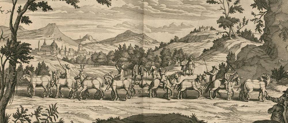 Wider das Vakuum. Mit Pferdegespannen versuchten Guerickes Zeitgenossen, seine Magdeburger Halbkugeln zu trennen.