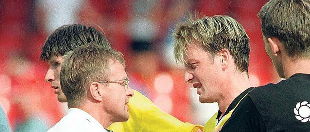 Damals Lehrer und Schüler. In Ulm erlebte Rainer Widmayer (rechts) 1998 Ralf Rangnick als Trainer. 