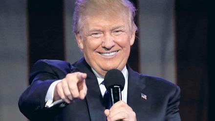 Hey you, danke, falls du für mich bist! Donald Trump im April bei einer Veranstaltung im Staat New York. 