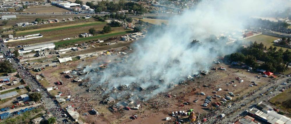 Komplett niedergebrannt: der Markt für Pyrotechnik in Tultepec, Mexiko.