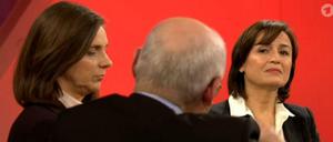 "Der Schock von Berlin": Sandra Maischberger (rechts) im Gespräch mit Stefan Aust und Katrin Göring-Eckardt.