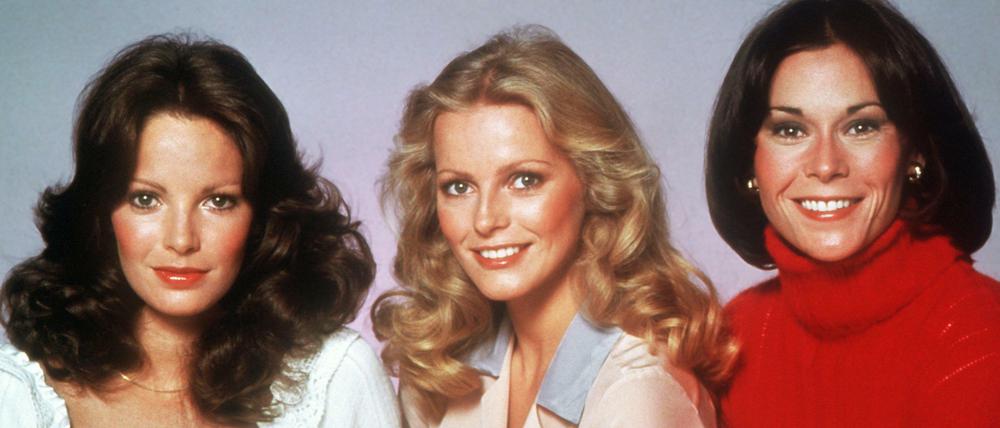 Gut frisierte Engel. Jaclyn Smith als Kelly Garrett, Cheryl Ladd als Kris Munroe und Kate Jackson als Sabrina Duncan in der Originalversion von "Drei Engel für Charlie".
