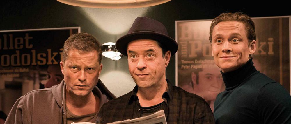 Til Schweiger, Jan Josef Liefers aund Matthias Schweighöfer in dem Petersen-Film "Vier gegen die Bank". 