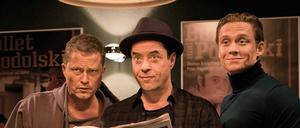 Til Schweiger, Jan Josef Liefers aund Matthias Schweighöfer in dem Petersen-Film "Vier gegen die Bank". 