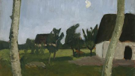Paula Modersohn-Beckers "Häuser, Birken und Mond" aus der Zeit um 1902 aus dem Bremer Paula Modersohn-Becker Museum. Wolfgang Werner zeigt in "25 Jahre Berlin" auch Werke von Modersohn-Becker.