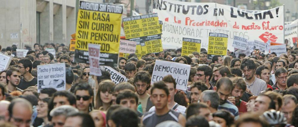Jugend ohne Zukunft? Schon 2011 demonstrierten Spaniens Junge gegen Arbeitslosigkeit. Heute ist es nicht besser.