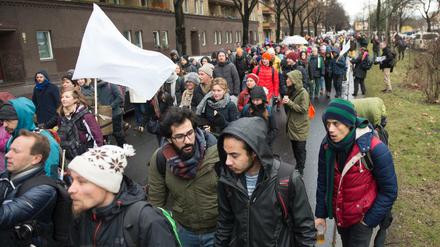 Teilnehmer des Solidaritäts-Marsches für Aleppo.