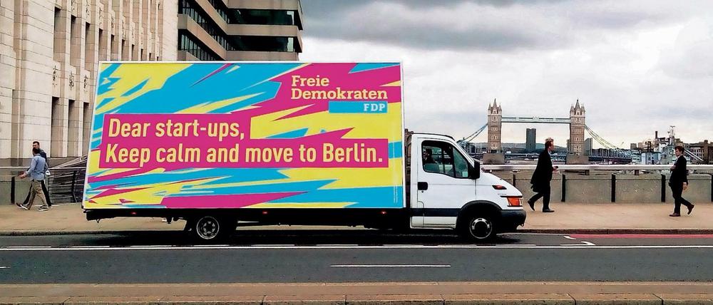 Nicht nur die ehemalige Wirtschaftssenatorin Yzer wollte Start-ups in die Hauptstadt locken. Nach dem Brexit warb die FDP in London für den Standort Berlin.