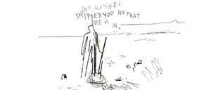 Zwischen Wort und Bleistiftstrich. Eine Seite aus dem besprochenen Buch. Für Komplettansicht auf das rote Kreuz klicken.