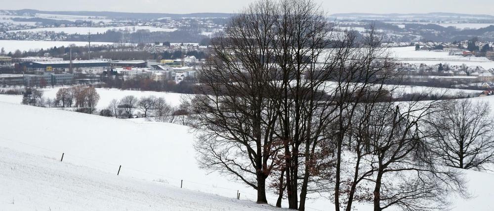 Wintereinbruch in Sachsen in der Nähe von Zwickau