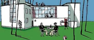 Ingolf Kern, Jutta Stein, Kitty Kahane erzählen, was es mit diesen weißen Würfeln und dem Bauhaus auf sich hat. 2019 feiert das Bauhaus dann 100. Geburtstag.