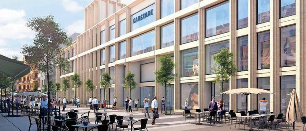 Moderner Anblick: Völlig neu mit Naturstein- und Glasfronten soll sich die Gorkistraße nach Entwürfen der Architekten Max Dudler und Ortner & Ortner ab Herbst 2018 präsentieren.