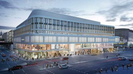 So soll das neue Geschäftshaus „Zoom“ des Bauherren Hines neben dem Bahnhof Zoo aussehen. Primark wird drei Etagen belegen.