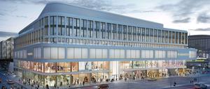 So soll das neue Geschäftshaus „Zoom“ des Bauherren Hines neben dem Bahnhof Zoo aussehen. Primark wird drei Etagen belegen.