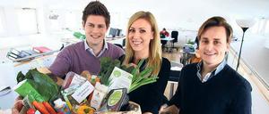  Das Berliner Start-up Hellofresh hat zuletzt gegen den Trend 85 Millionen Euro von Investoren kassiert. Die Gründer Thomas Griesel, Jessica Nilsson und Dominik Richter (von links) freut das. 