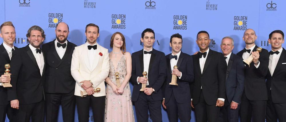 Großer Gewinner: Darsteller und Crew von "La La Land" mit den Golden Globes