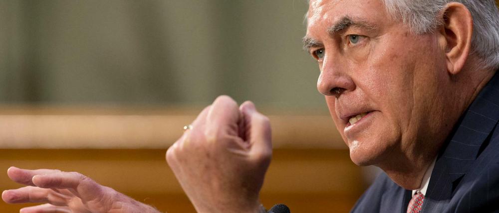Der künftige Außenminister Rex Tillerson bei der Anhörung des Senatsausschusses für auswärtige Beziehungen.