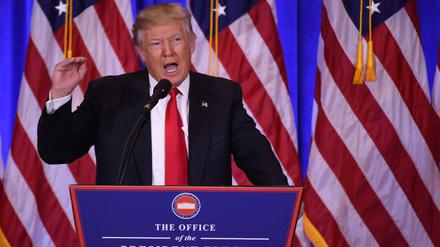 Donald Trump bei seiner ersten Pressekonferenz als designierter US-Präsident.
