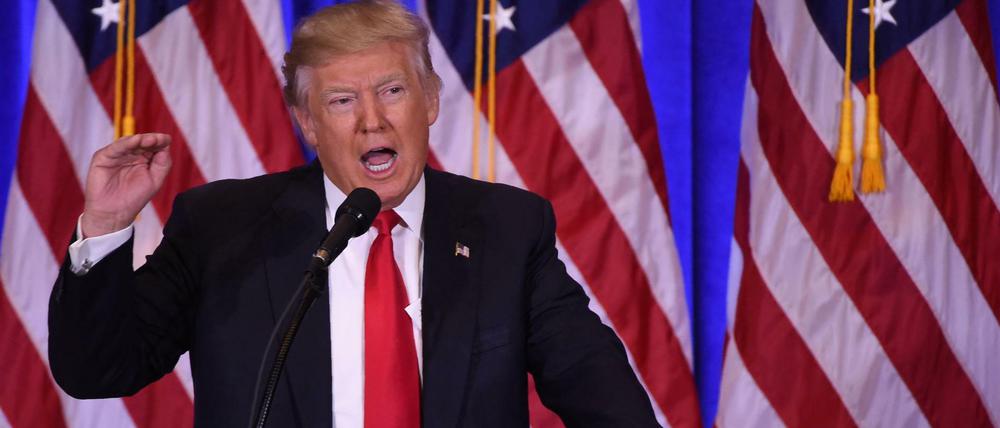 Donald Trump bei seiner ersten Pressekonferenz als designierter US-Präsident.