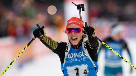 Laura Dahlmeier machte den Sieg als vierte deutsche Läuferin perfekt.