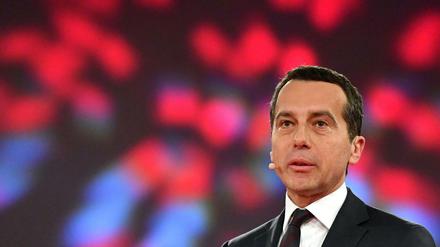 Der österreichische Bundeskanzler Christian Kern bei seiner Grundsatzrede in Wels.