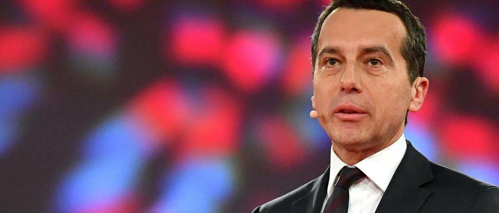 Der österreichische Bundeskanzler Christian Kern bei seiner Grundsatzrede in Wels.